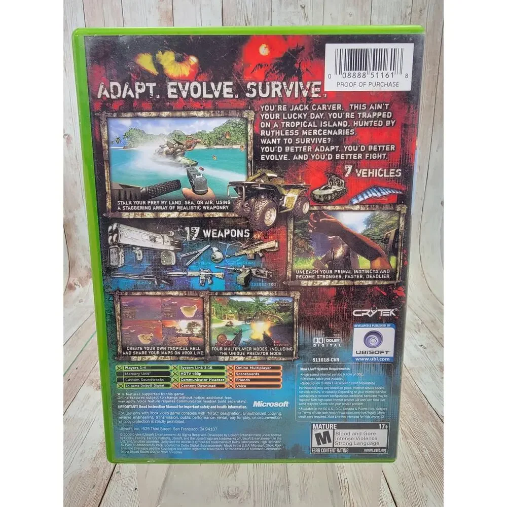 Far Cry: Instincts Microsoft Xbox, 2005 CIB Island Survival FPS Multiplayer
